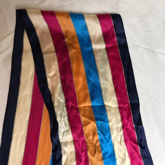 ECHO bold striped vintage silk scarf l Long shoulder wrap - Picture 5 of 7